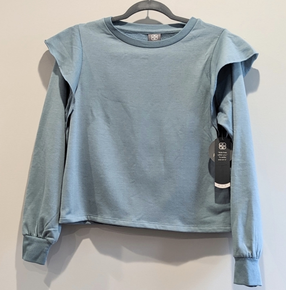 NWT Daisy Fuentes Blue Fleece Sweatshirt Size Small
